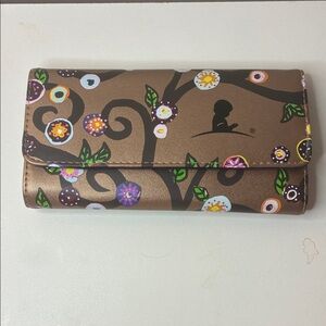 St Jude Rose Metallic Gold Trifold Travel Jewelry Pouch Flower Vine 4”x8”